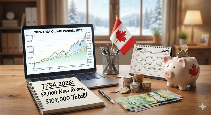 Picture showing the updated total TFSA contribution room after 2026 adding $7,000 to the limit.